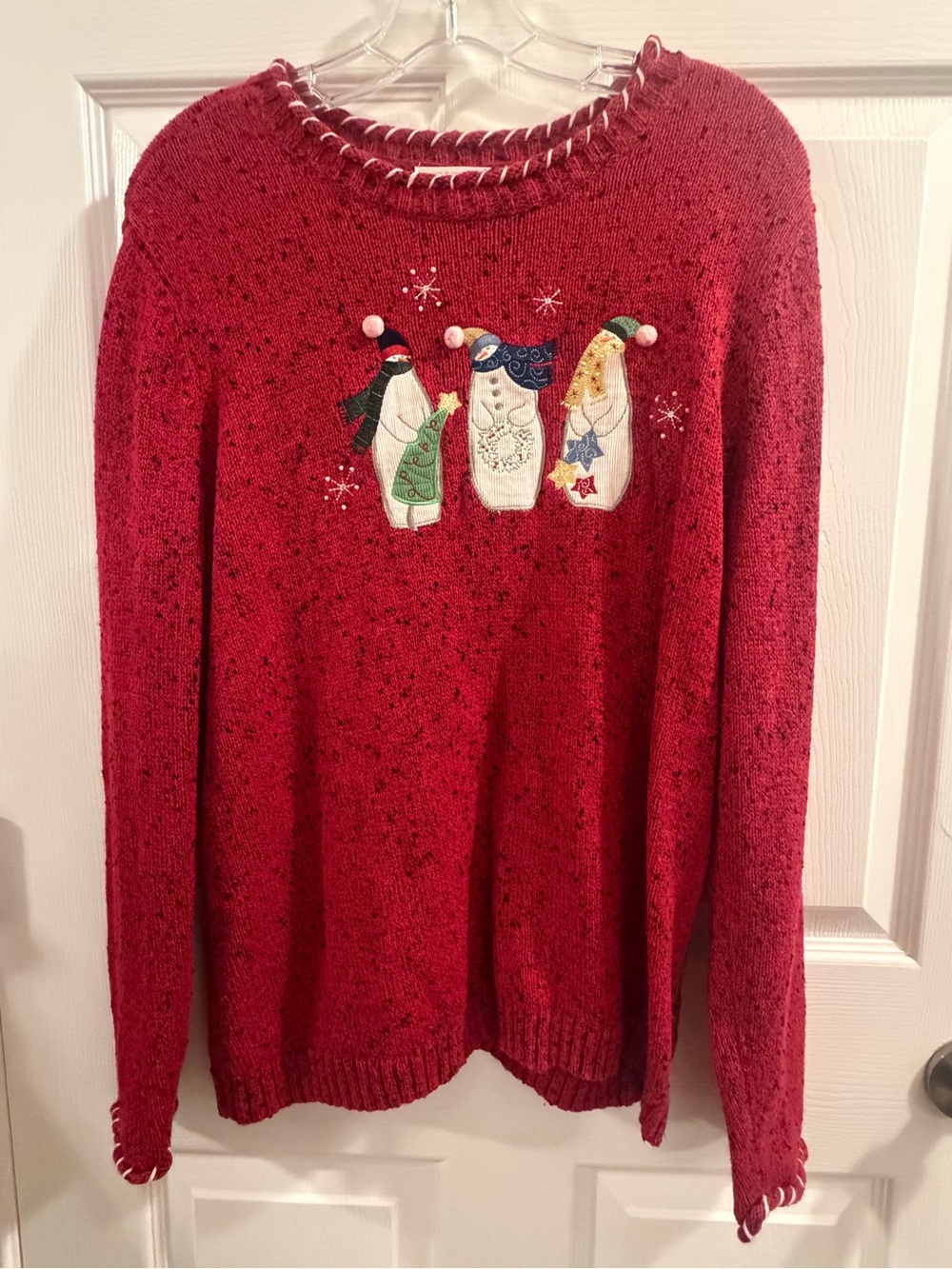CJ Banks Women's 1X Red Snowman Christmas Sweater